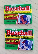 1990 Topps Baseball Yearbook Stickers 5 card (2) Unopened Pack