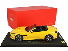 FERRARI PORTOFINO M CONVERTIBLE YELLOW & DISPLAY CASE 1/18 MODEL BY BBR P18193 F