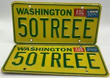 2 Aug 2000 50TREEE Yellow Grn Washington WA Personalized Vanity License Plates