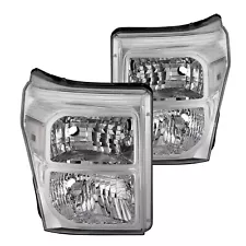 For 2011-2016 Ford F250 F350 F450 F550 Super Duty SD Chrome Headlights Lamps (For: 2014 Ford F-250 Super Duty)