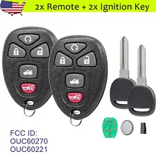 2 For 2006 2007 2008 2009 2010 2011 2012 2013 Chevrolet Impala Remote Fob + Key