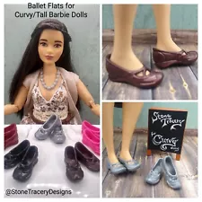 Ballet Flats in Unique Colors for Curvy/Tall Barbie Dolls with Flat or MTM Feet