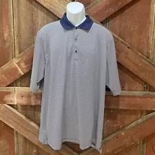 Donald Ross Polo Golf Shirt Mens XL EZGO Golf Cart Employee Sales Blue Stripe