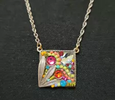 Firefly Mosaic Crystal Drop Pendant Necklace