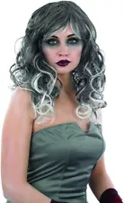 Cheap Women`s Long Curly Gray Wig for Witch Temptress Halloween Costume Cosplay