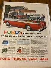 Vintage 1958 Ford Trucks Cost Less Pickup Truck ad