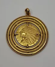 Rare 18K Yellow Gold JEWELRY $2 GOLD COIN PENDANT Necklace Accessory 13.4g 37mm