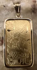 10 Gram Gold Bar, Argor Heraeus 24k "Year of the Dragon" & 14k Bezel, Brand New