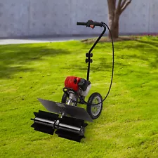 43CC 1.7HP Walk Behind Power Sweeper Broom 2-Stroke Gas Engine Sweeper Lawn Turf