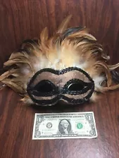 Witch Doctor Face Mask with Feathers Halloween Voodoo Mask