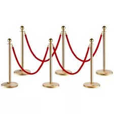 VEVOR Crowd Control Stanchion Posts 6-Pack & 4PCS 5FT Velvet Ropes Fillable Base