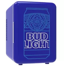 BUD LIGHT Mini Fridge 6 Can/4 Liter Capacity Mini Beverage Cooler Portable Blue