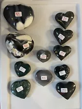 Variety Of Hearts For Sale - Orca, Bloodstone, Green Jasper, Moss Agate, Druzy