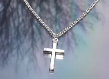 Silver Cross Crucifix Pendant Necklace on a Stainless Steel Chain by Hudegate