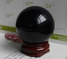 Wholesale Exquisite 40MM +Stand Natural Black Obsidian Sphere Crystal Ball Gems