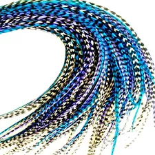 *SALE* 21 pcs. Purple/Blue MIX 10-14" Feather Extension, Whiting Farms, DIY Kit