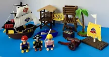 Pirate Play Toy Set- Pirate Ship + Figures + Tower + Hut + More- 1992- Fun!