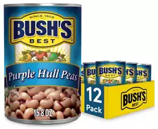 (12 Pack) Bush's Best Canned Purple Hull Peas, Plant Protein & Fiber, 15.8 Ounce