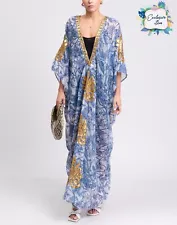 RRP€985 LAS NOCHES IBIZA By ERIC & JACK Maxi Kaftan Dress Size M Rhinestones