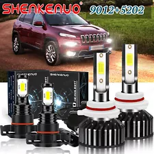 For 2014 2015 Jeep Cherokee Bright 6000K 9012 LED Headlight +5202 FogLight Bulbs