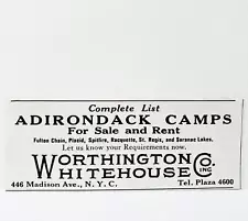 1928 Worthington Whitehouse NYC Adirondack Camps For Sale & Rent PRINT AD