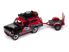 1979 International Scout w/Open Trailer Xtreme Quads Red & Black Johnny Lightnin