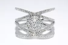 $1,500 .50CT NATURAL ROUND CUT DIAMOND CLUSTER SILVER RING SIZE 7.25