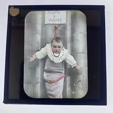 Antique Magic Lantern Slide Baby Hung Sign Says Little Girl For Sale In French