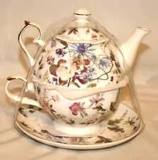 Grace Teaware Wildflower & Roses Fine Porcelain Teapot for One New