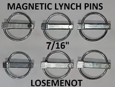 MAGNETIC 7/16" LYNCH PINS FARM GARDEN LANDSCAPE TRACTOR TRAILER 3 POINT HITCH X6