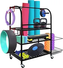 Yoga Mat Storage Rack Gym Storage Cart For Dumbbell Kettlebell Fitness Equipment