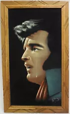 Vintage Sad Elvis Crying Black Velvet Painting