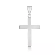 14k White Gold Flat Design Cross Pendant