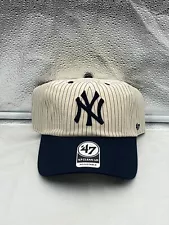 New York Yankees MLB '47 Brand Natural Pinstripe TwoTone Clean Up Adjustable Hat