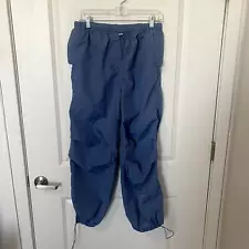 Blue parachute jogger pants with bungee cinches size small