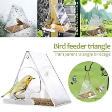 Clear Window Bird Feeder Triangle Birdcage Wild Bird Feeder Bird Watching Yard