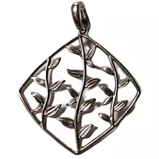 Vintage Sterling Silver Pendant- Vines Plants