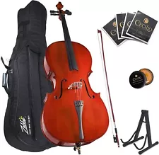 Mendini By Cecilio Cello for Kids & Adults w/Bow, Stand & Bag, 1/4 - Natural