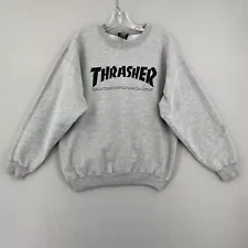 Thrasher Crewneck Pullover Sweatshirt Adult Medium Gray Black Logo Skate Y2K