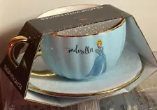 CINDERELLA Teacup with saucer set DISNEY PRINCESS Beautiful!!! Gold trim NEW