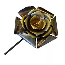 Vintage Large Metal Yard Art Flower Scrap Metal Fold Art