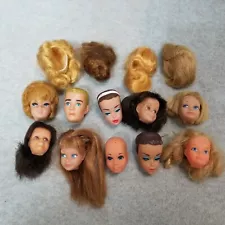 (10) vintage Mattel Barbie Doll Heads ONLY for TLC & Repairs and 4 wigs