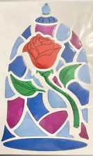 Disney Beauty and the Beast Stained Glass Enchanted Rose Window Cling DropBox