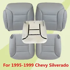 For 95-99 GMC Sierra Chevy Tahoe Front Leather Seat Cover & Driver Foam Cushion