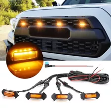 4x Raptor Style LED Amber Grille Lights Kit For Toyota Tacoma TRD Pro 2016-2023