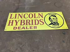 Vintage Illinois Seed Sign Lincoln Hybrids Corn Farm Advertising