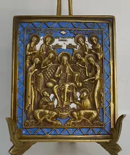 Russian orthodox bronze icon Sedmitsa (The Week). Enameled!