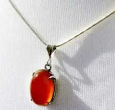✨LOVELY✨ 925 stamped sterling silver polished amber gem pendant choker necklace
