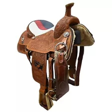 Used 15" Bill Hill Trophy Team Roping Saddle Code: C15BHTRRWB