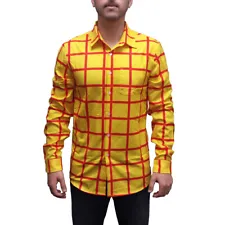 Woody Striped Shirt Adult Toy Story Movie Costume Button Down Up Sheriff Cowboy